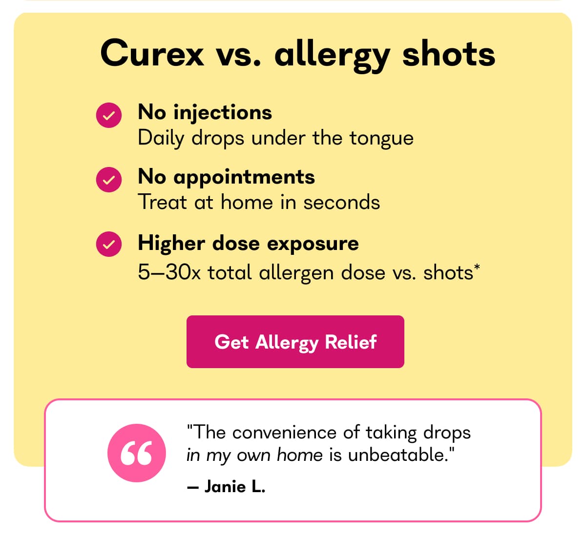 Curex vs. allergy shots