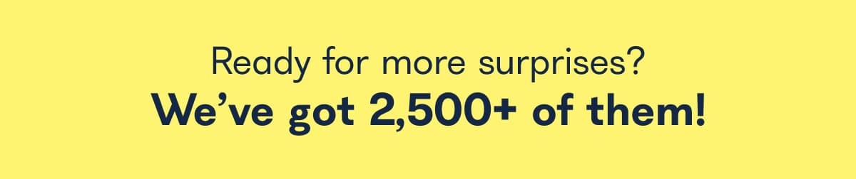 Ready for more surprises? We've got 2,500+ of them
