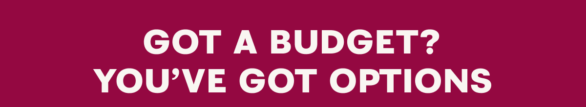 GOT A BUDGET? YOU'VE GOT OPTIONS