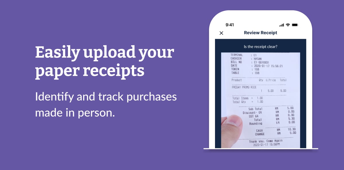 Easily upload your paper receipts