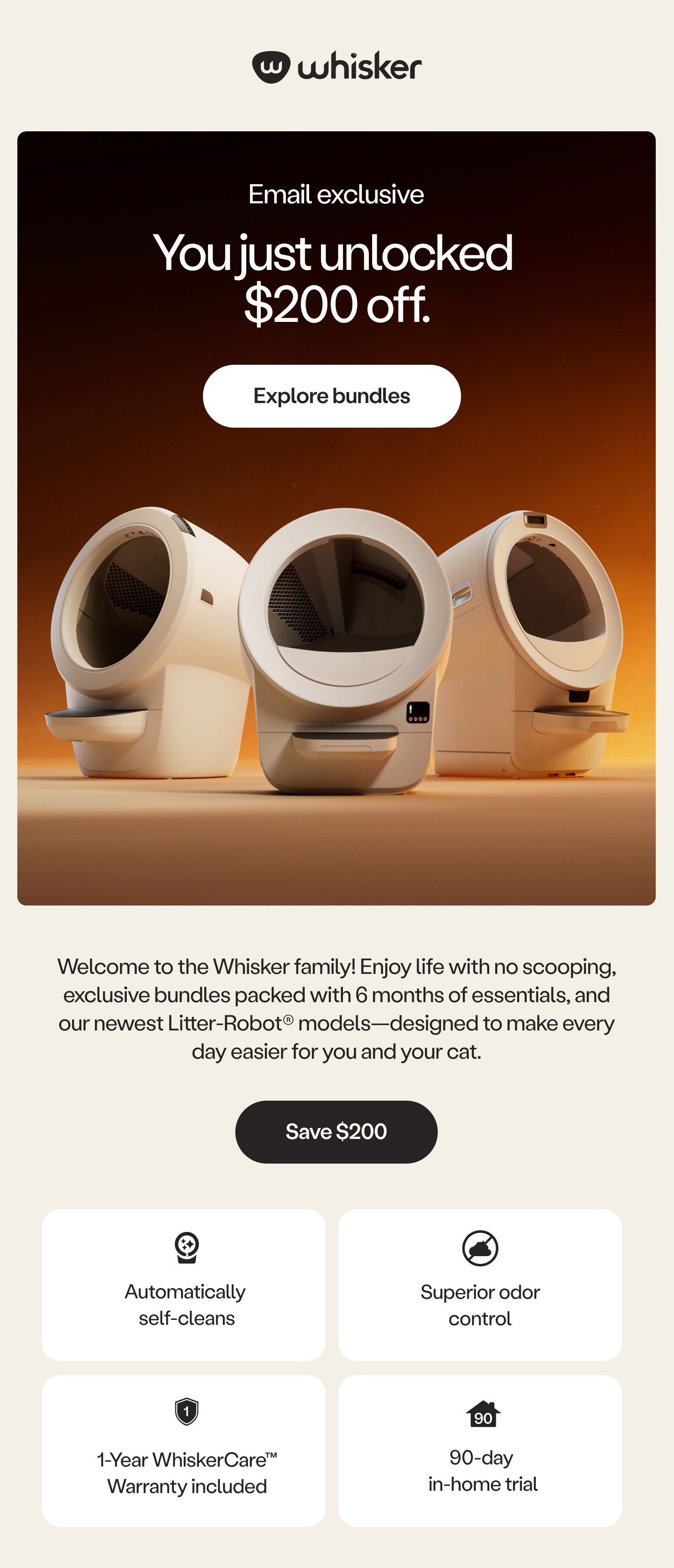 You've unlocked $200 off Litter-Robot bundles!