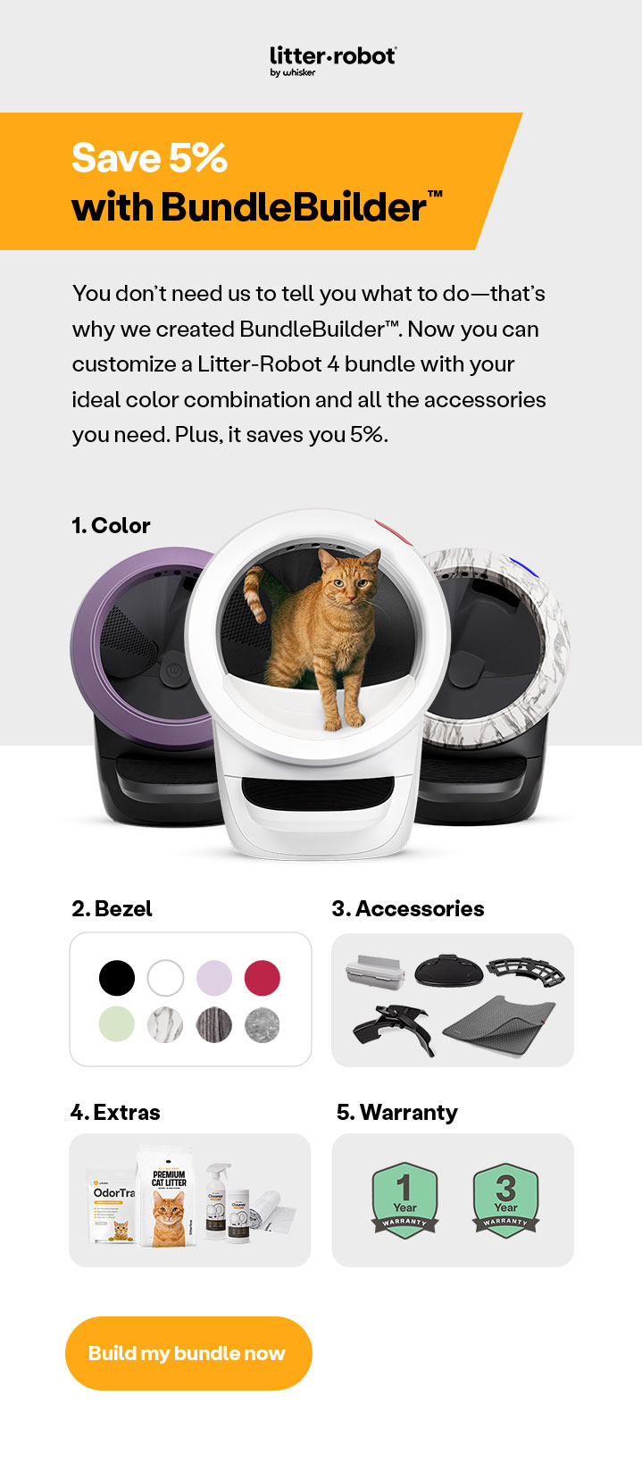 We created BundleBuilder so that you can customize your Litter-Robot 4 bundle! Start now