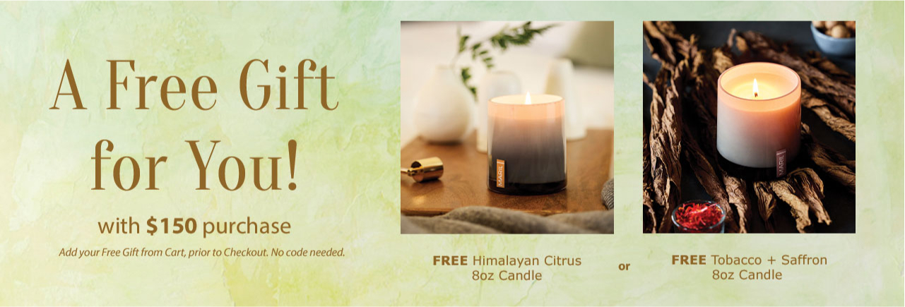 Free Choice of Candle $150 or more at cart