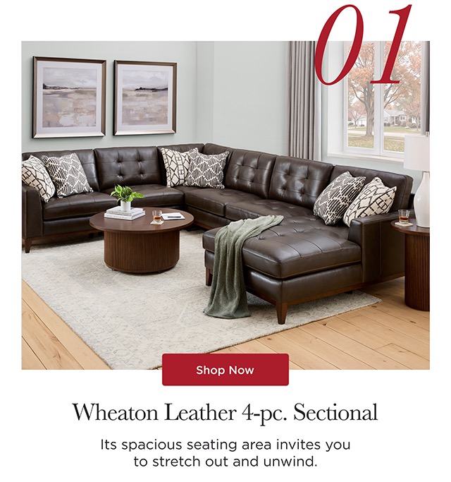 01 - Wheaton Leather 4-pc. Sectional - Shop Now