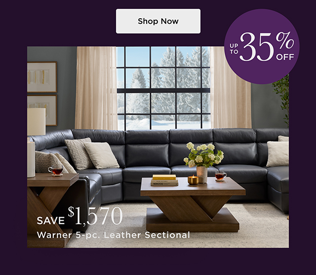 Save $1,570 - Warner 5-pc. Leather Sectional