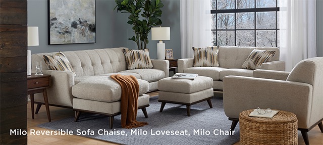 Milo Reversible Sofa Chaise, Milo Loveseat, Milo Chair