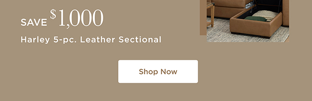 Save $1,000 - Harley 5-pc. Leather Sectional