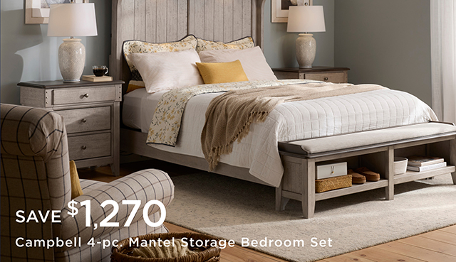 Save $1,270 Campbell 4-pc. Mantel Storage Bedroom Set