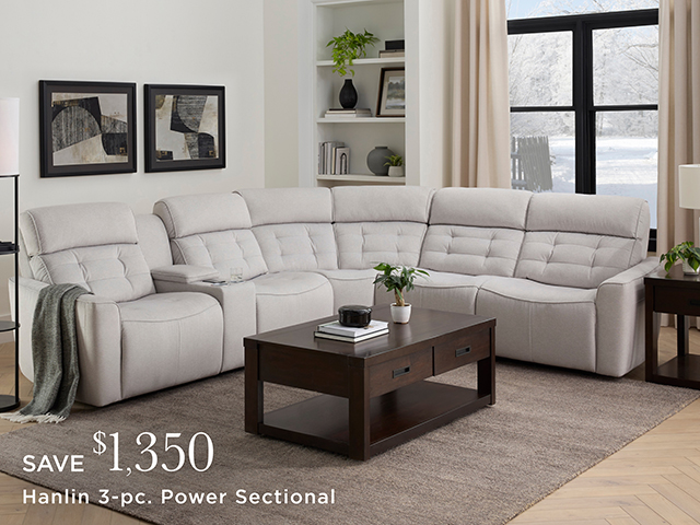 Save $1,350 - Hanlin 3-pc. Power Sectional