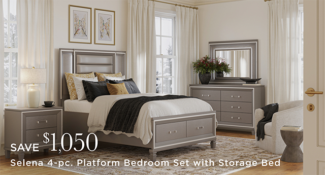 Selena 4-pc. Platform Bedroom Set with Storage Bed - Save $1,050