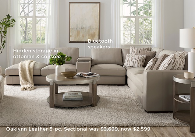 Oaklynn Leather 5-pc. Sectional was $3,699, now $2,599