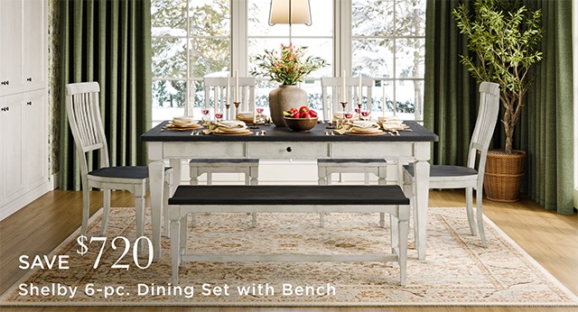 Shelby 6-pc. Dining Set with Bench - Save $720