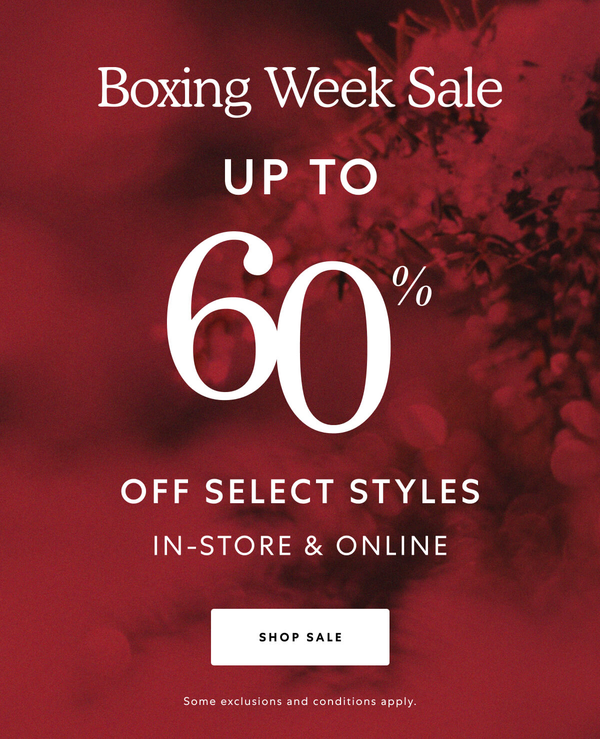 UP TO 60% OFF SELECT STYLES