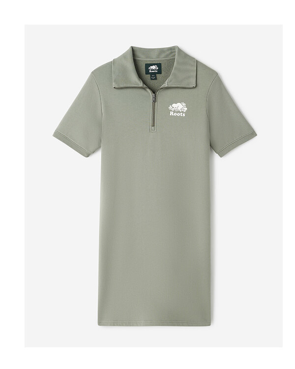 Cooper Terry Short Sleeve Quarter Zip Dress