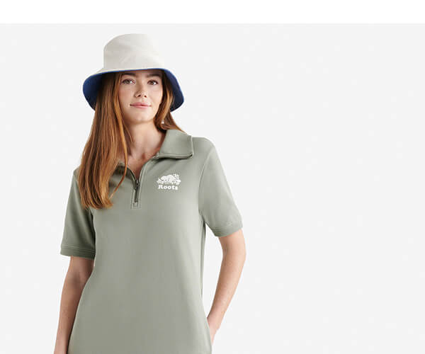 Cooper Terry Short Sleeve Quarter Zip Dress 