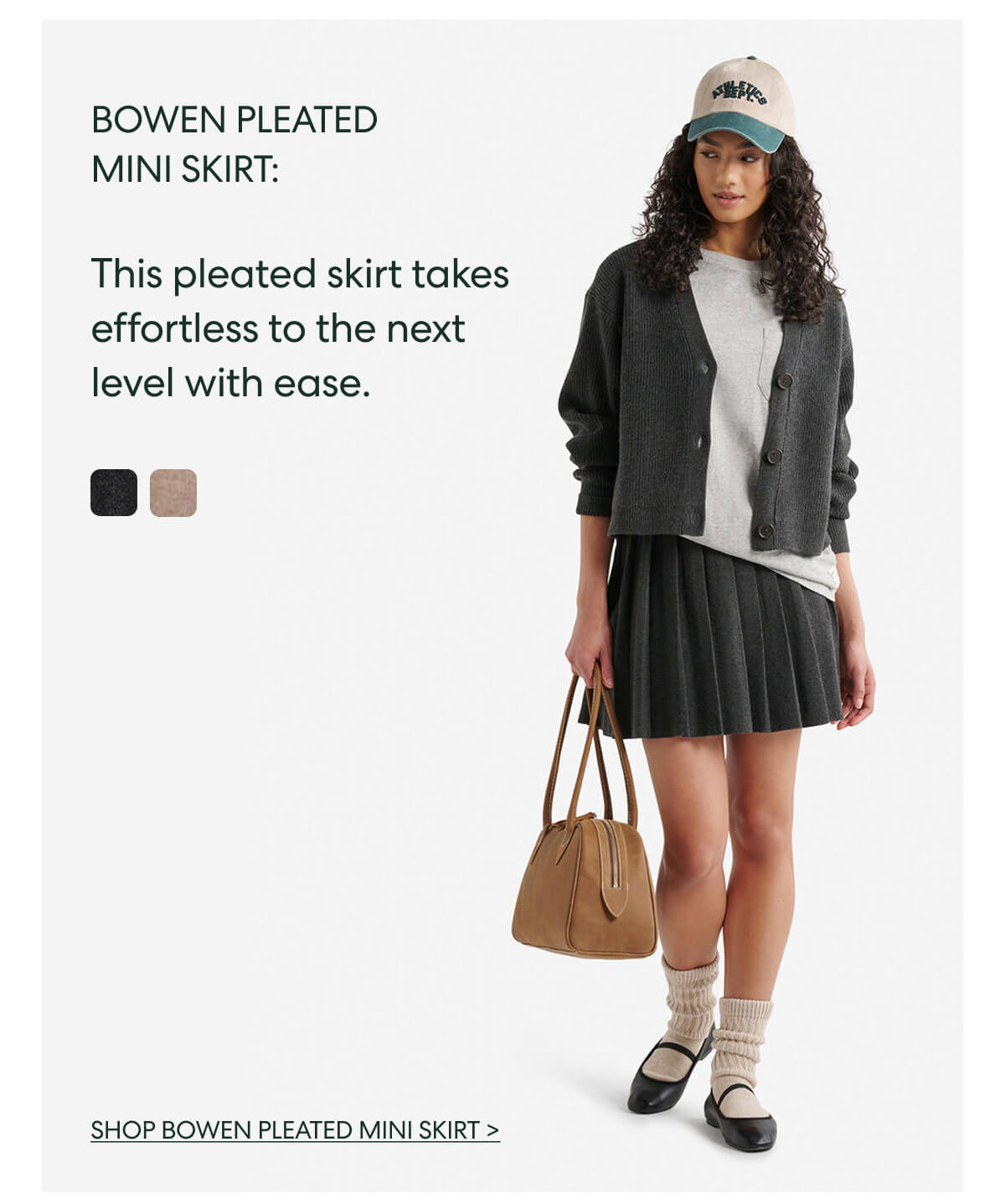 BOWEN PLEATED MINI SKIRT:  This pleated skirt takes effortless to the next level with ease.