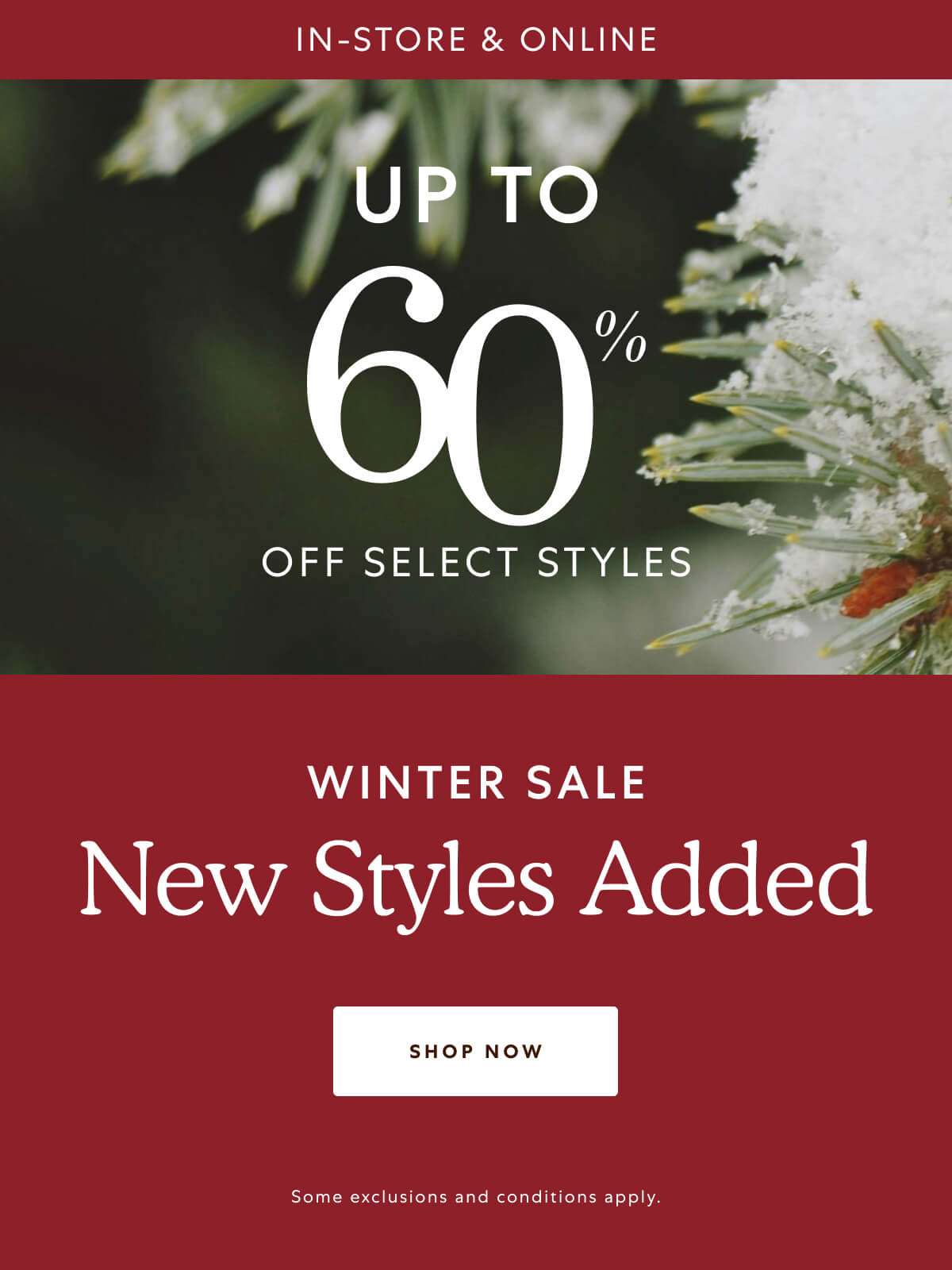 WINTER SALE NEW STYLES ADDED. SHOP NOW