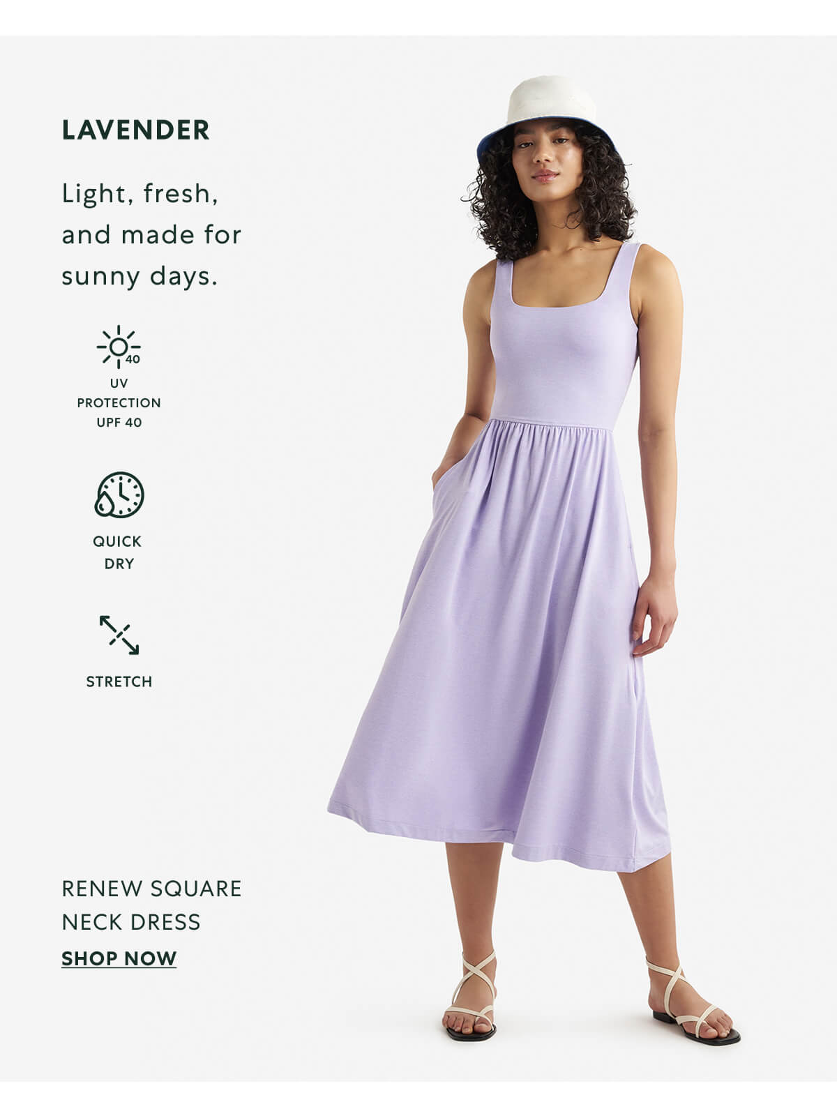 LAVENDER  -  Light, fresh, and made for sunn days.  -  RENEW SQUARE NECK DRESS