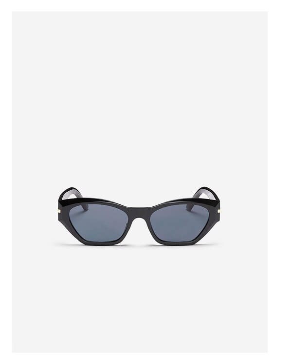 Womens Plastic Slim Cat-Eye Metal Decorated Sunglasses
