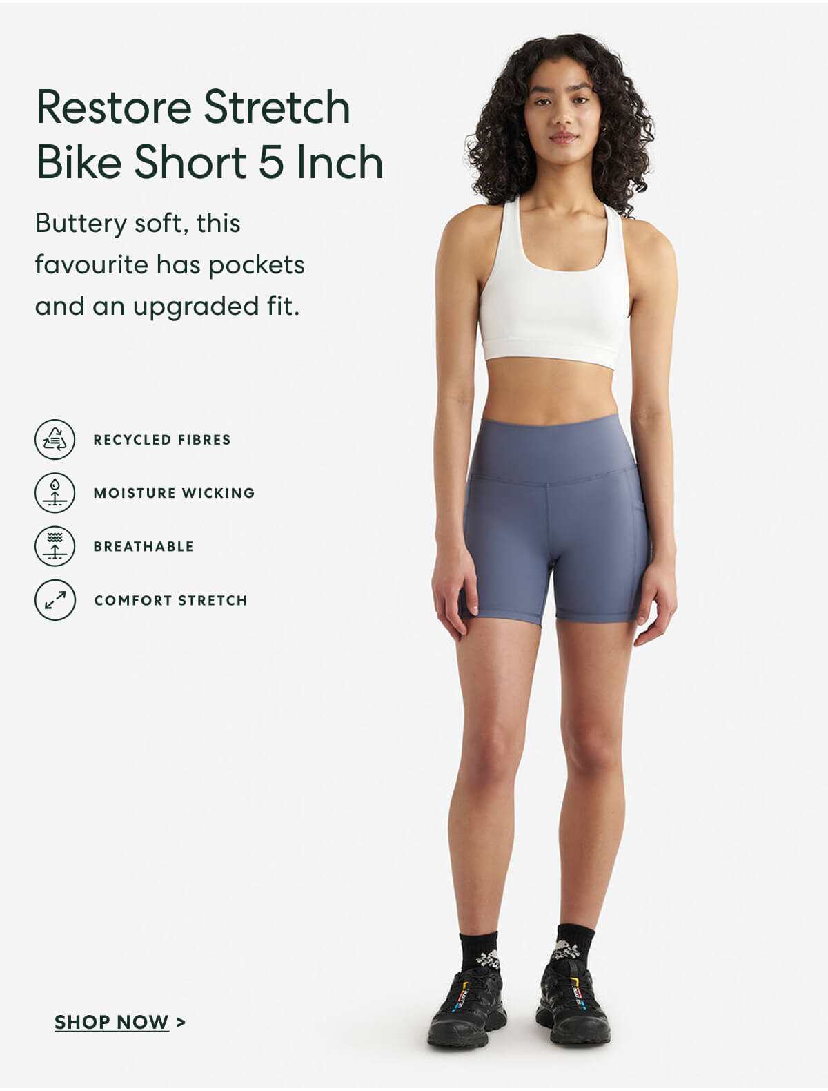 Restore Stretch Bike Short 5 Inch