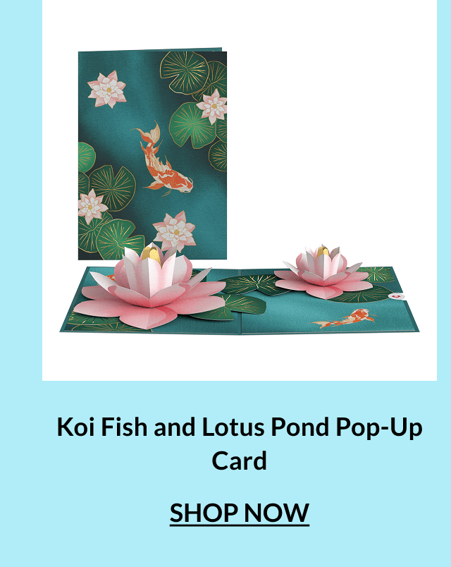 Koi fish and lotus pond pop-up card.