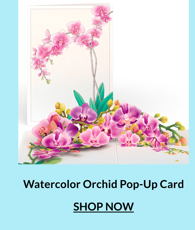 Watercolor orchid pop-up card.