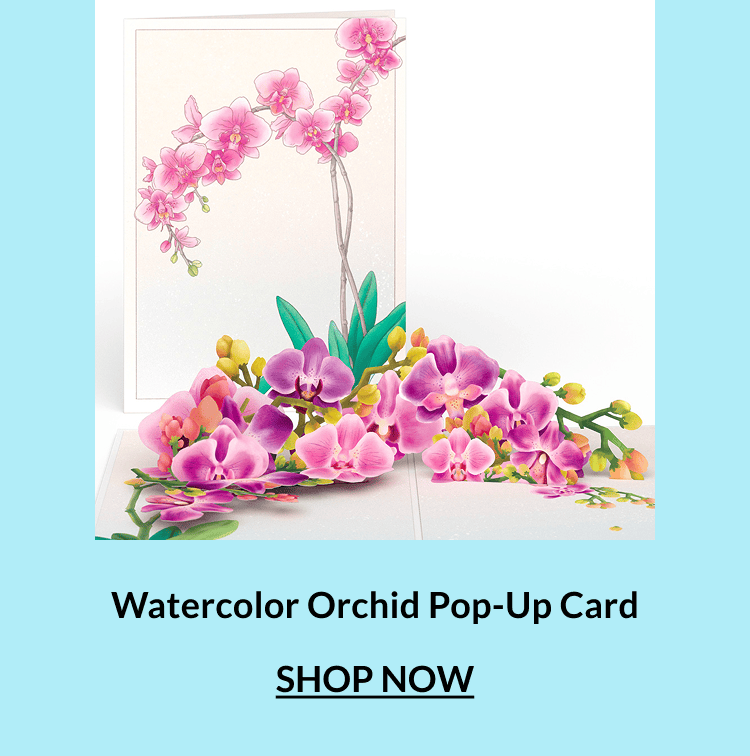 Watercolor orchid pop-up card.