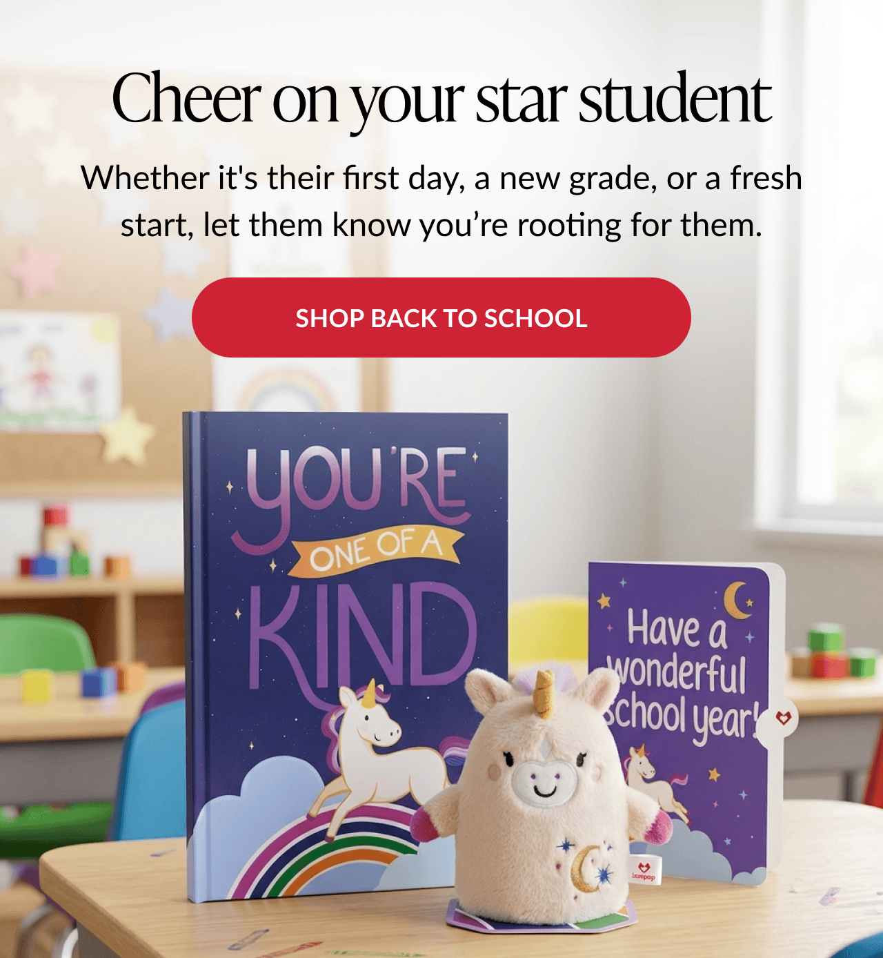 Cheer on your star student with a back-to-school card.
